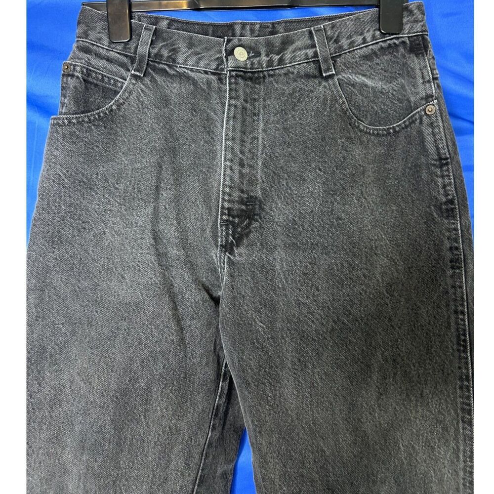 Vtg Gitano Womens Black Straight Leg Jeans Sz 14 Short Cotton Denim Faded 90s - Picture 3 of 8